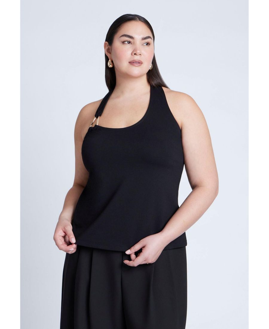 Женский асимметричный топ-халтер больших размеров с фурнитурой ELOQUII, Black onyx
Женский асимметричный топ-халтер больших размеров с фурнитурой ELOQUII, Black onyx