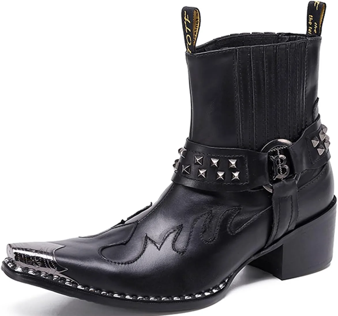 Мужские ковбойские сапоги Santimon из натуральной кожи в западном стиле Chelsea | Средняя посадка с металлическим носком в стиле Wingtips и пряжкой под кожу змеи | Стиль от делового до повседневного для сцены и неоновых вечеринок, черный
Мужские ковбойские сапоги Santimon из натуральной кожи в западном стиле Chelsea | Средняя посадка с металлическим носком в стиле Wingtips и пряжкой под кожу змеи | Стиль от делового до повседневного для сцены и неоновых вечеринок, черный