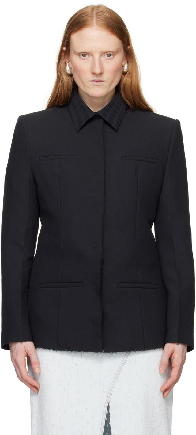 Черный пиджак с необработанными краями Msgm 
Черный пиджак с необработанными краями Msgm