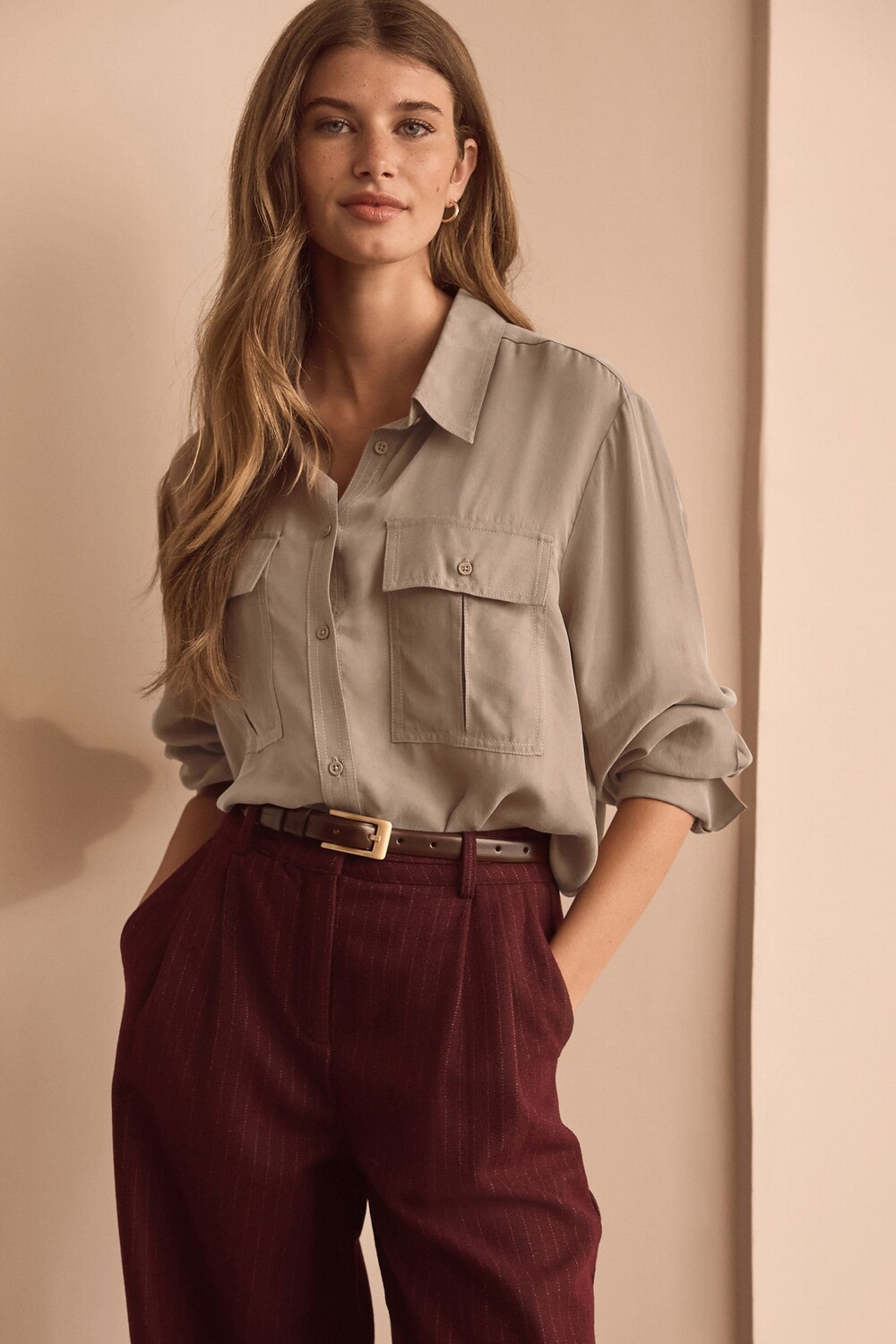 Рубашка с длинным рукавом из смеси купро премиум класса Next, коричневый
Рубашка с длинным рукавом из смеси купро премиум класса Next, коричневый