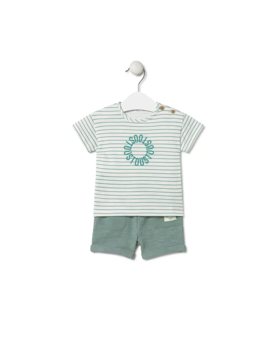 Комплект из хлопковой футболки и шорт для мальчика Tous, зеленый
Комплект из хлопковой футболки и шорт для мальчика Tous, зеленый