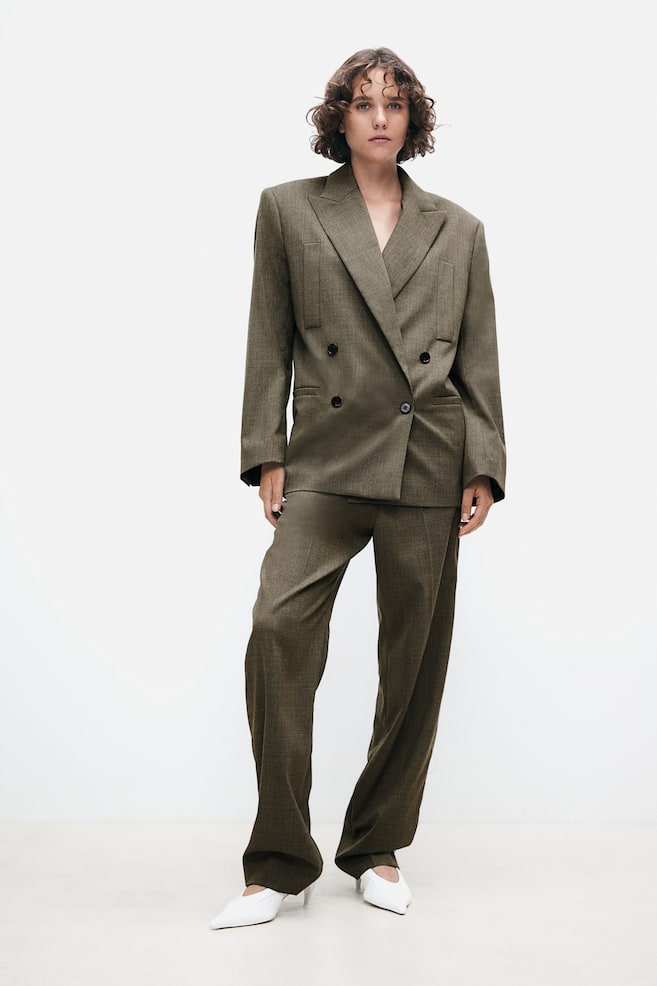 Элегантные шерстяные брюки H&M, зеленый 
Элегантные шерстяные брюки H&M, зеленый