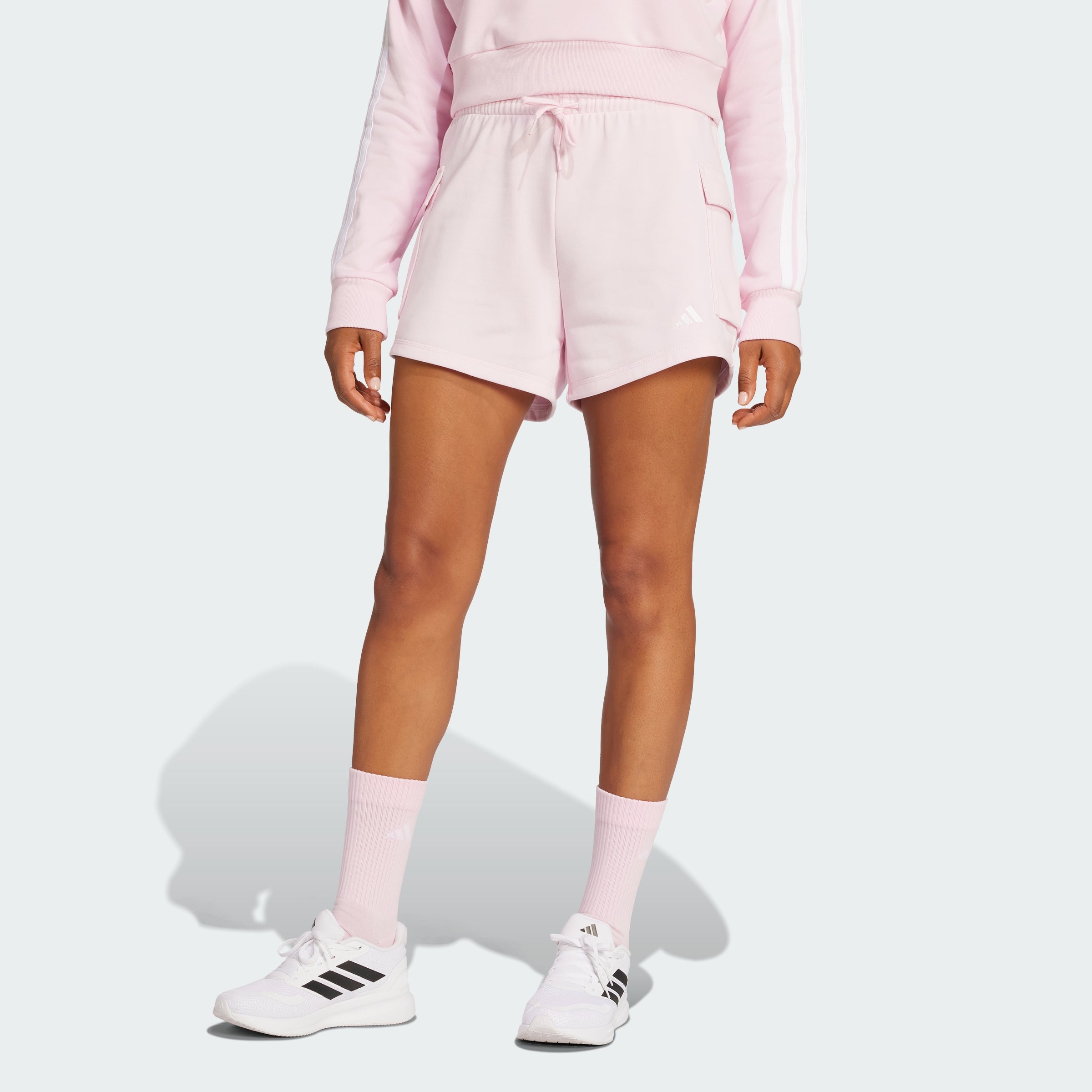 Женские шорты-карго Adidas Essentials с маленьким логотипом и французским махровым трикотажем, прозрачный розовый/белый
Женские шорты-карго Adidas Essentials с маленьким логотипом и французским махровым трикотажем, прозрачный розовый/белый