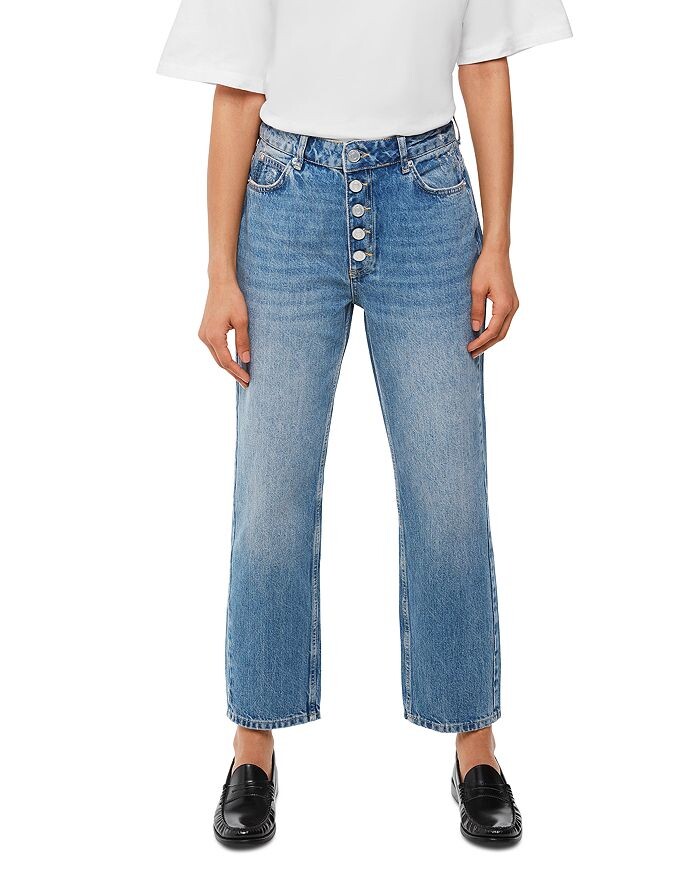 Джинсовые укороченные прямые джинсы с высокой посадкой и пуговицами Whistles Hollie, синий
Джинсовые укороченные прямые джинсы с высокой посадкой и пуговицами Whistles Hollie, синий