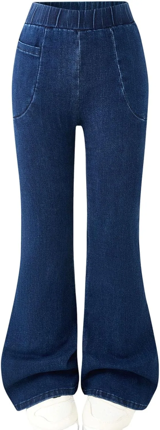 Джинсы-клеш для девочек с эластичным поясом
Джинсы-клеш для девочек с эластичным поясом