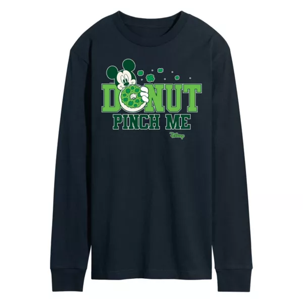 Мужская футболка с длинным рукавом с принтом «Ущипни меня пончик» Микки Мауса Disney, синий 
Мужская футболка с длинным рукавом с принтом «Ущипни меня пончик» Микки Мауса Disney, синий
