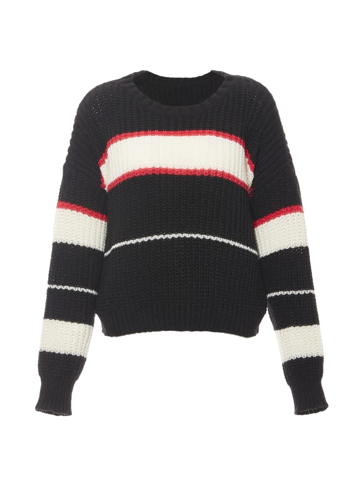 Женский свитер черного, бежевого и кораллового цветов myMo
Женский свитер черного, бежевого и кораллового цветов myMo