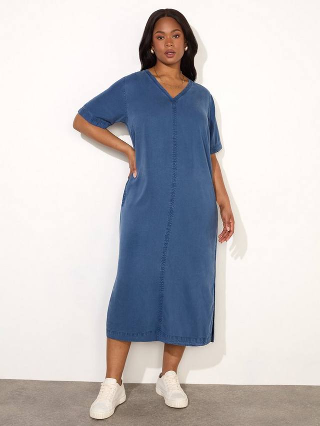Платье миди-футболка с v-образным вырезом Live Unlimited, синий
Платье миди-футболка с v-образным вырезом Live Unlimited, синий