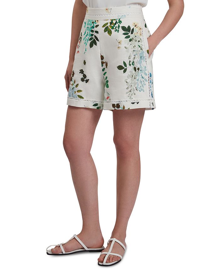 Vylla Льняные шорты с принтом Ted Baker, белый 
Vylla Льняные шорты с принтом Ted Baker, белый