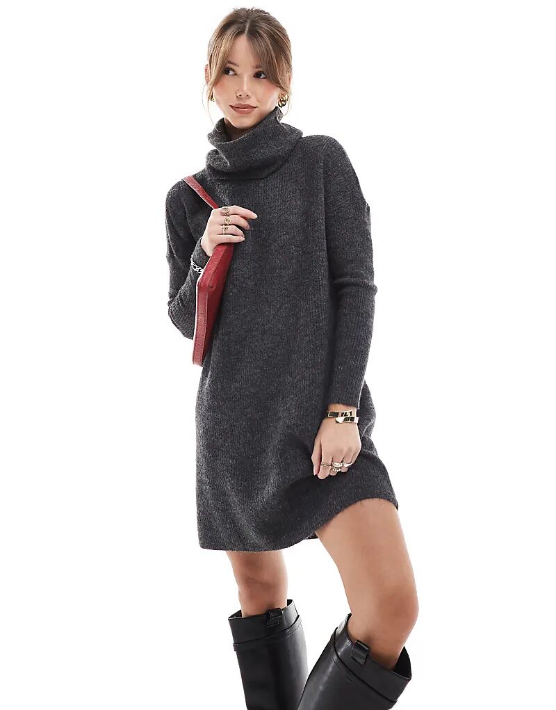 Трикотажное платье-джемпер с высоким воротом серого цвета ONLY
Трикотажное платье-джемпер с высоким воротом серого цвета ONLY