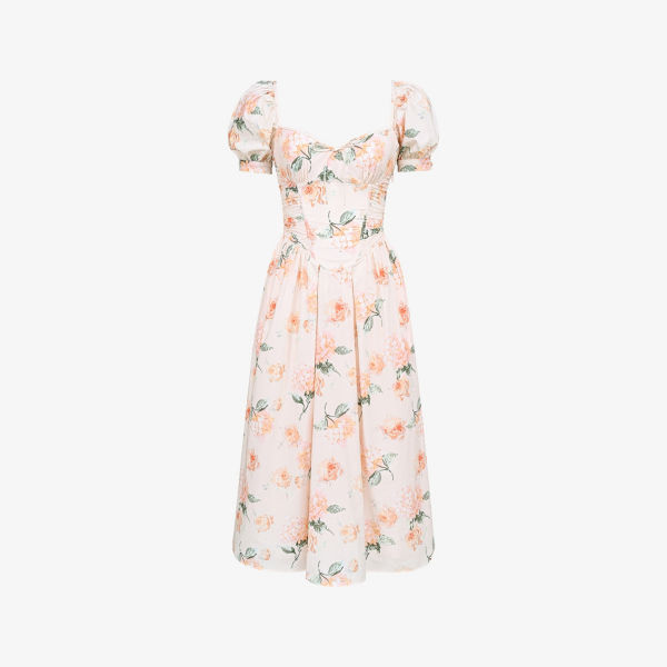 Платье миди House Of Cb Lulabell из стрейч-хлопка с цветочным принтом, оранжевый 
Платье миди House Of Cb Lulabell из стрейч-хлопка с цветочным принтом, оранжевый