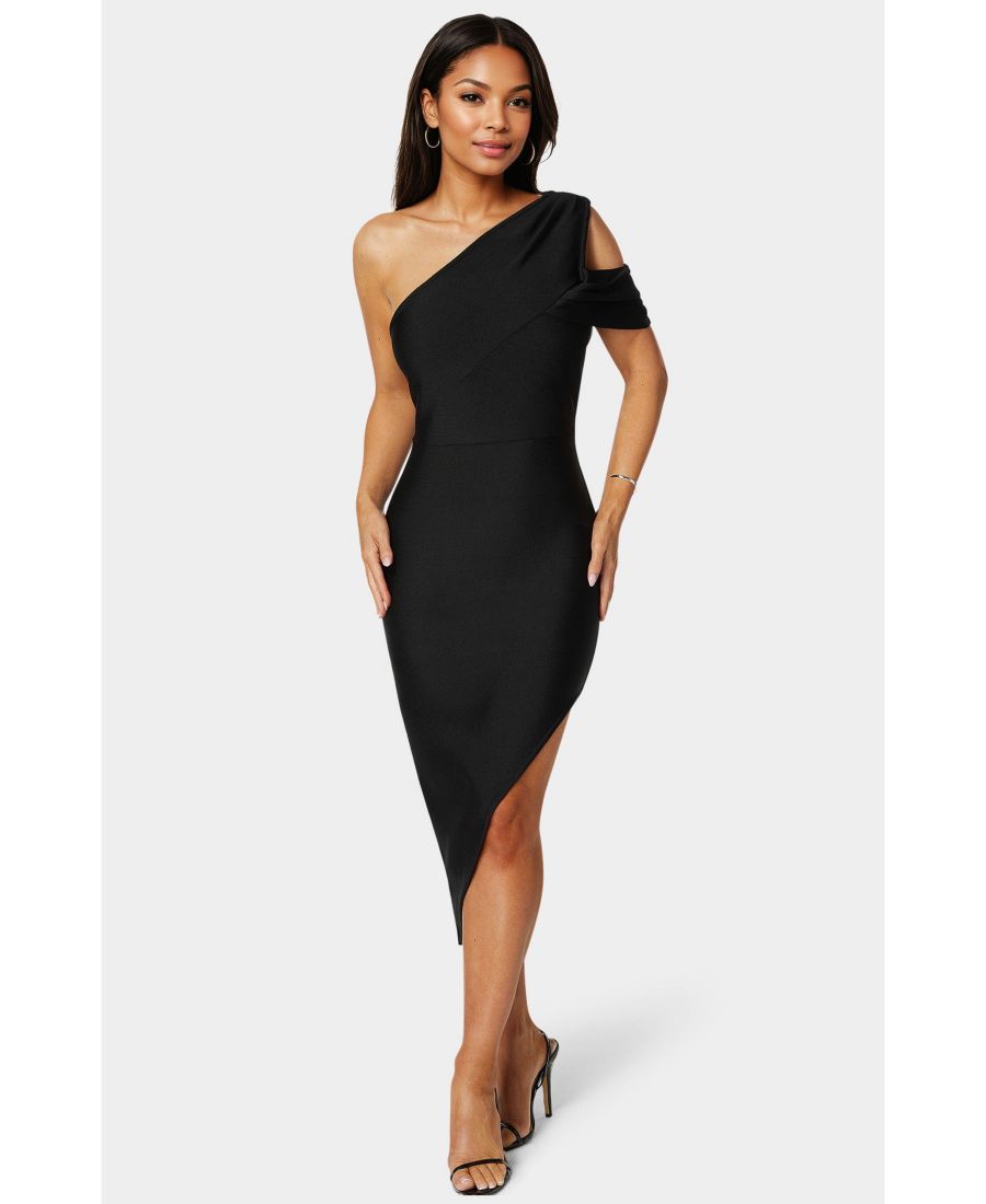Женское асимметричное миди-платье с высоким разрезом и бандажной юбкой Bebe, Black
Женское асимметричное миди-платье с высоким разрезом и бандажной юбкой Bebe, Black