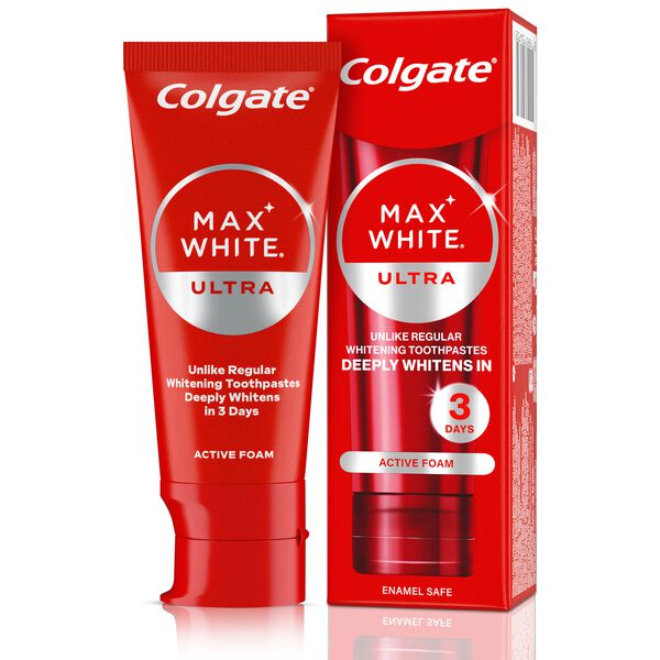 Отбеливающая зубная паста, 50 мл Colgate Max white ultra active foam
Отбеливающая зубная паста, 50 мл Colgate Max white ultra active foam