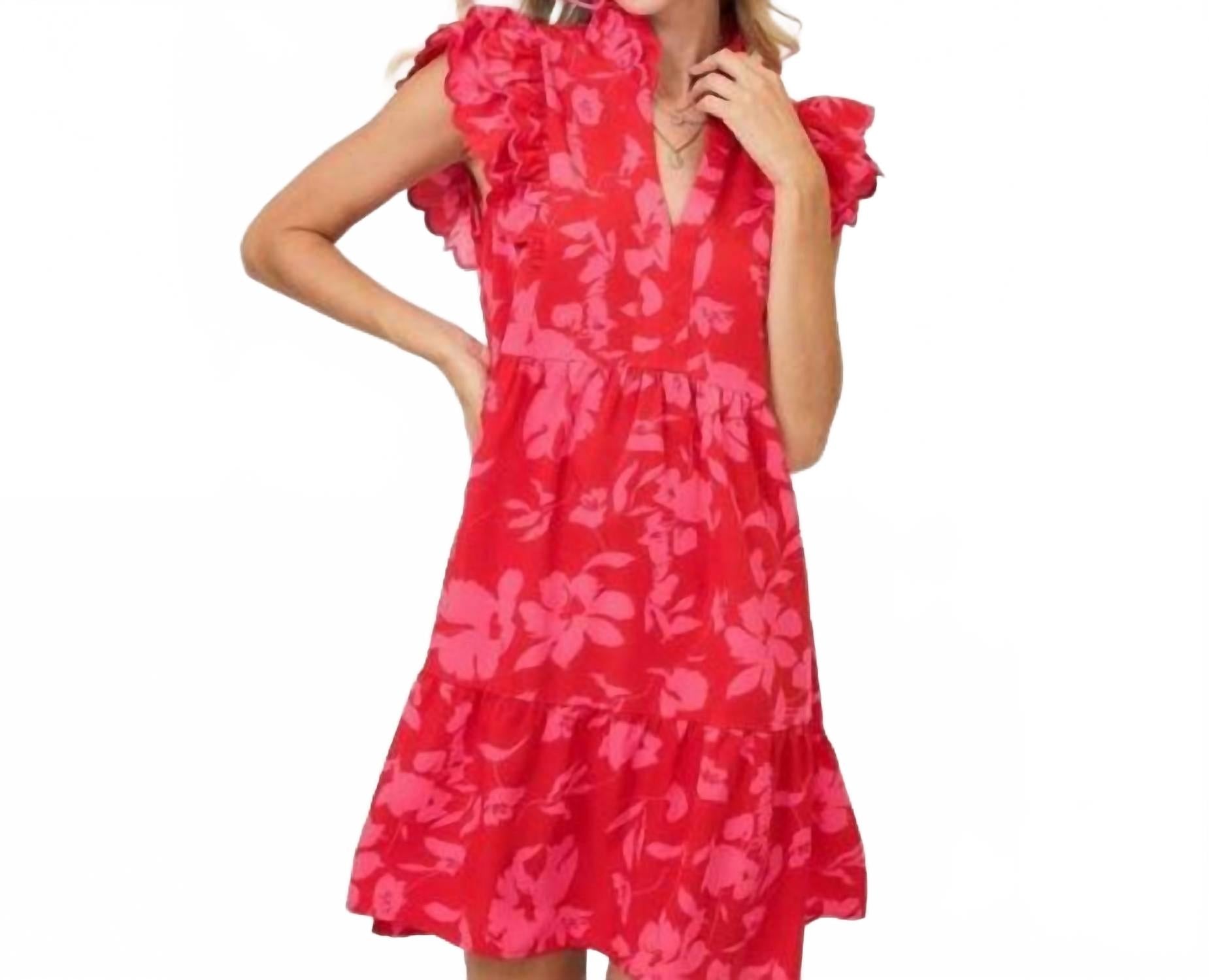 Женское красное платье с цветочным принтом и оборками на рукавах Umgee
Женское красное платье с цветочным принтом и оборками на рукавах Umgee