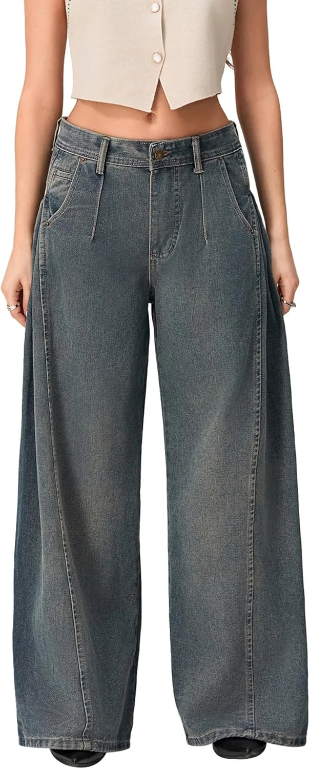 Винтажные джинсы для женщин Wide Leg Baggy High Waist Y2K Owl's-Yard
Винтажные джинсы для женщин Wide Leg Baggy High Waist Y2K Owl's-Yard