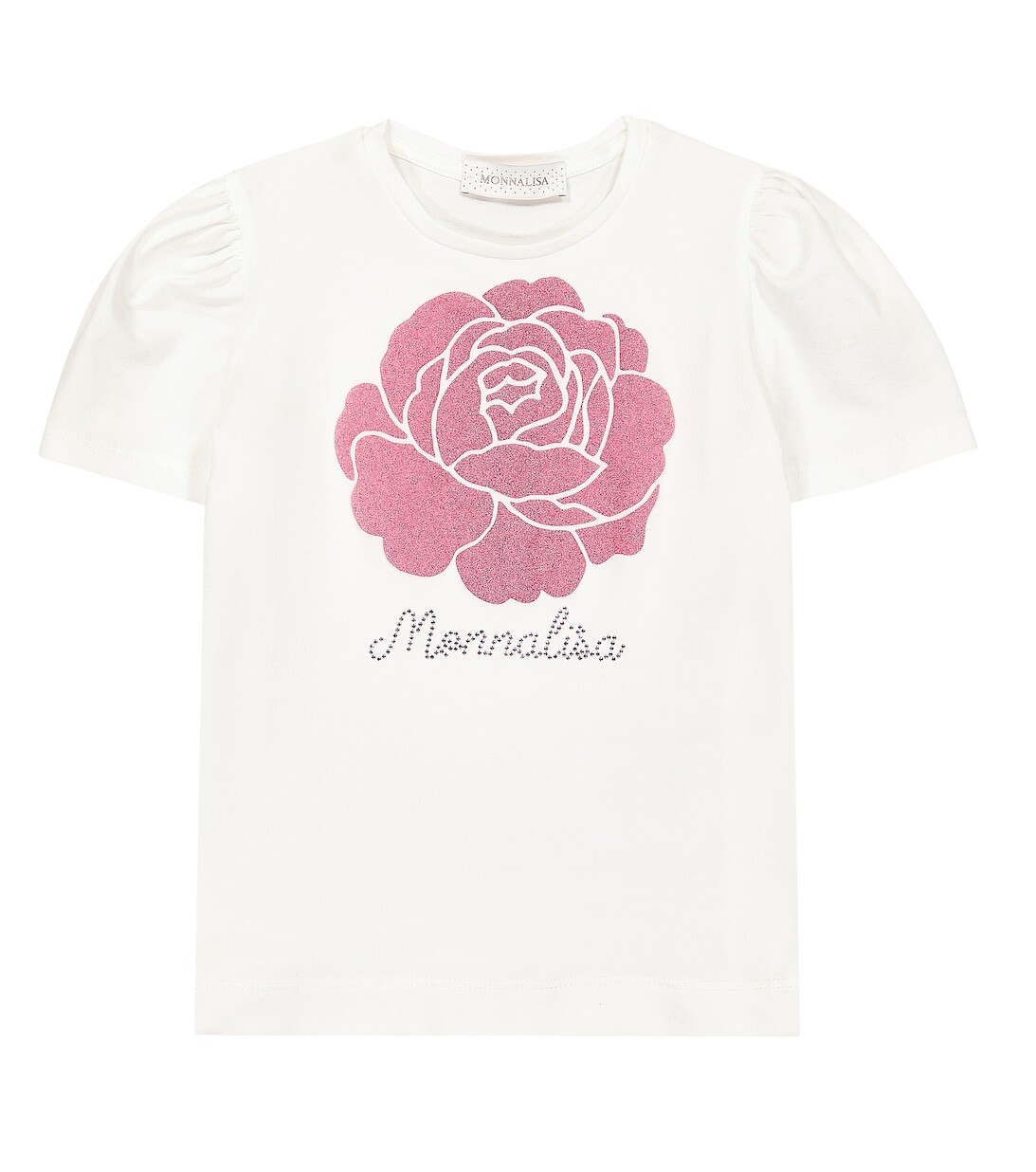 Футболка из смесового хлопкового джерси с принтом Monnalisa, белый