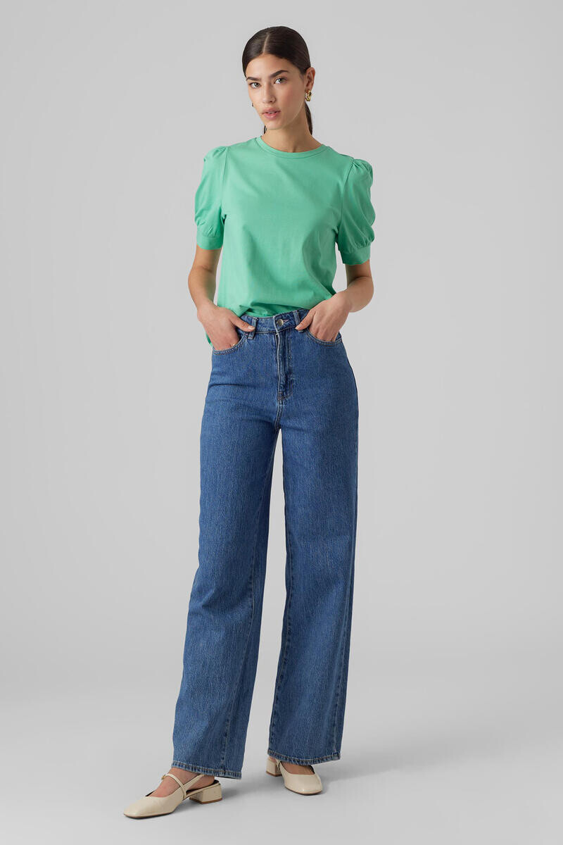 Хлопковый топ с объемными рукавами Vero Moda, зеленый 
Хлопковый топ с объемными рукавами Vero Moda, зеленый