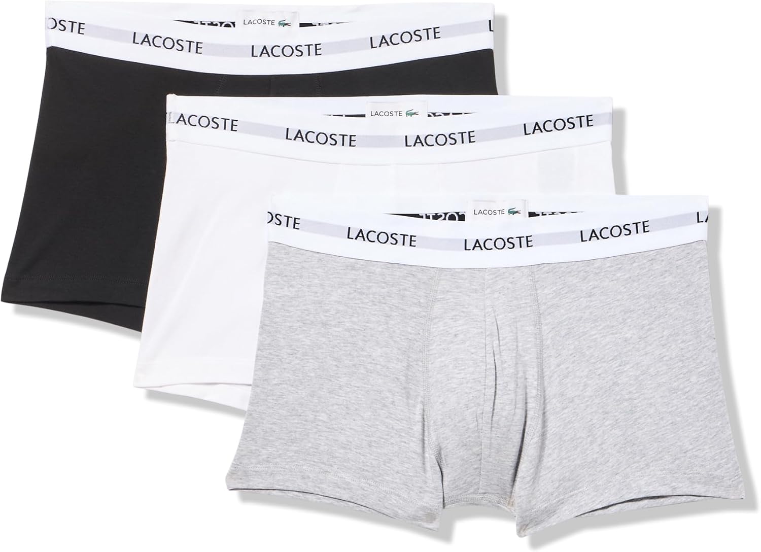 Lacoste мужские хлопковые трусы с эластичной триколорной резинкой, 3 шт, Black/White/Dove Grey
Lacoste мужские хлопковые трусы с эластичной триколорной резинкой, 3 шт, Black/White/Dove Grey