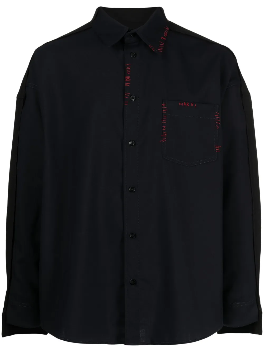 Шерстяная рубашка с вышитым логотипом Marni, синий
Шерстяная рубашка с вышитым логотипом Marni, синий