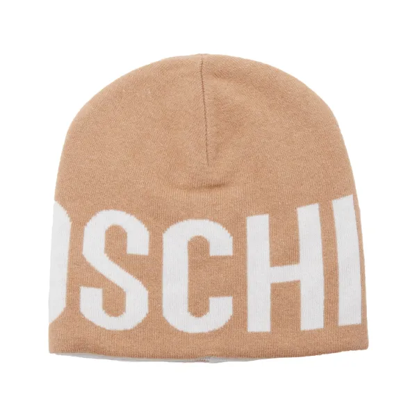 Двусторонняя шапка с добавлением шерсти и кашемира. Moschino, коричневый 
Двусторонняя шапка с добавлением шерсти и кашемира. Moschino, коричневый