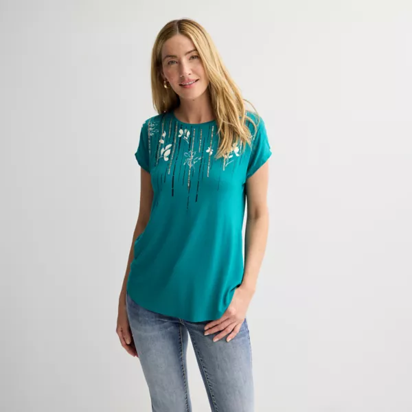 Женский короткий рукав с декором Apt. 9, цвет deep lake
Женский короткий рукав с декором Apt. 9, цвет deep lake