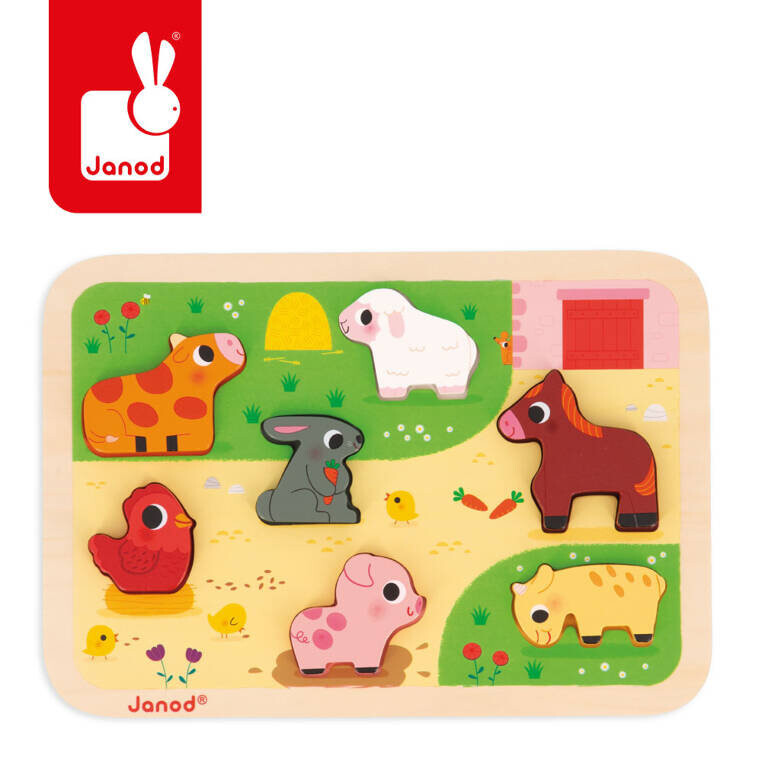 Janod, Деревянный 3D-пазл «На ферме», 7 деталей.
Janod, Деревянный 3D-пазл «На ферме», 7 деталей.