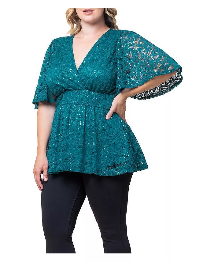 Женский топ больших размеров с кружевом Stardust и пайетками Kiyonna, зеленый
Женский топ больших размеров с кружевом Stardust и пайетками Kiyonna, зеленый