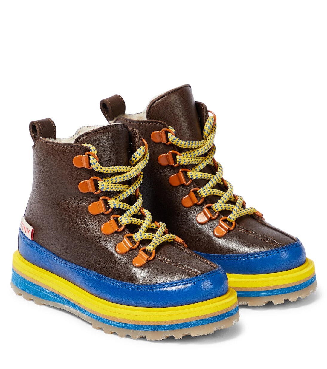 Кожаные ботинки на шнуровке Tinycottons, коричневый 
Кожаные ботинки на шнуровке Tinycottons, коричневый