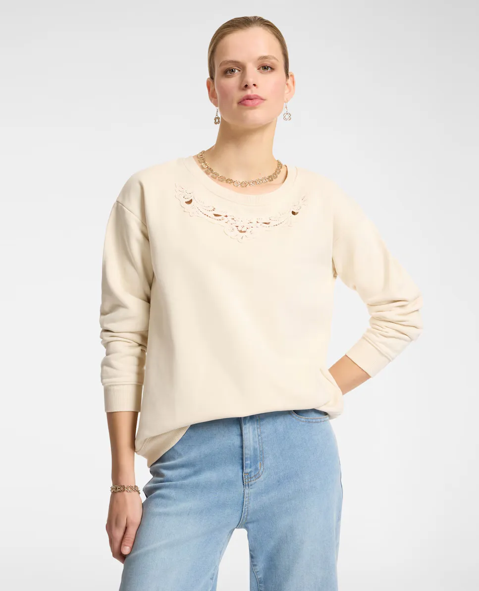 Женская худи с вышивкой, манжетами и резинкой по низу Elena Miró, бежевый
Женская худи с вышивкой, манжетами и резинкой по низу Elena Miró, бежевый