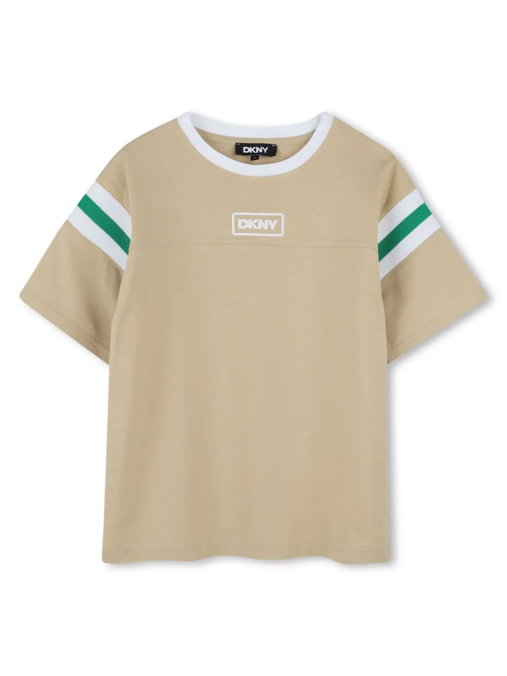 Футболка с отделкой в полоску Dkny Kids, нейтральный 
Футболка с отделкой в полоску Dkny Kids, нейтральный