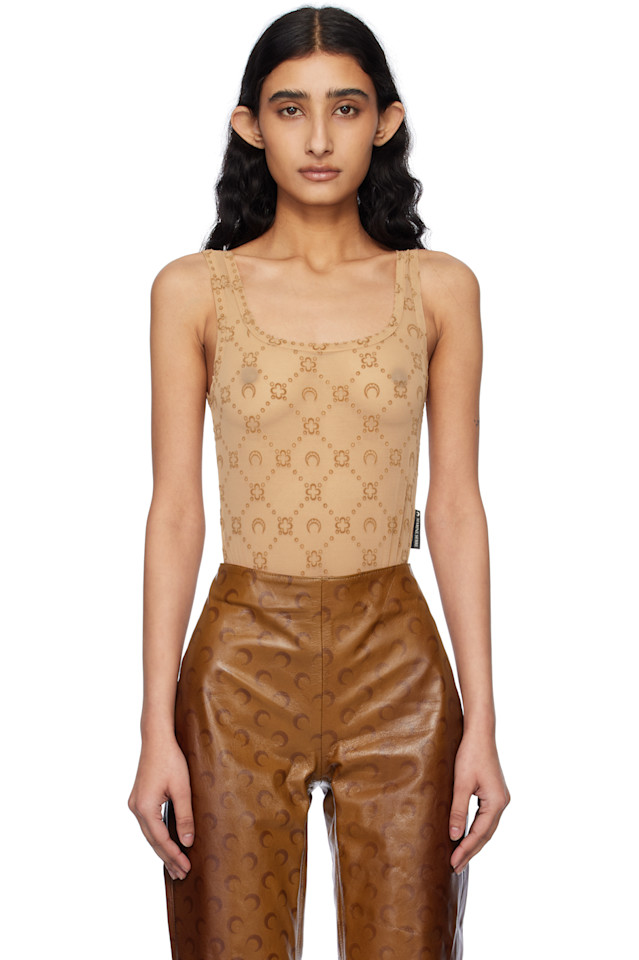 Боди из переработанного сетчатого флока Marine Serre, коричневый
Боди из переработанного сетчатого флока Marine Serre, коричневый