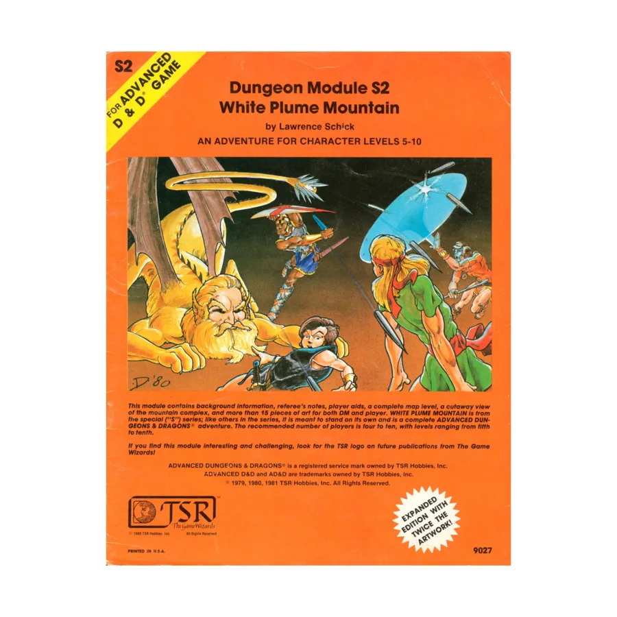 Модуль White Plume Mountain (6th Printing, Orange), Advanced Dungeons & Dragons (1st Edition) - Modules & Adventures - S Series
Модуль White Plume Mountain (6th Printing, Orange), Advanced Dungeons & Dragons (1st Edition) - Modules & Adventures - S Series