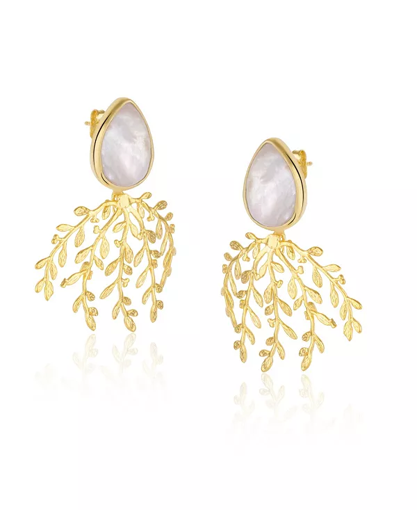 Серьги из стерлингового серебра с перламутровой оливковой ветвью Spero London, gold
Серьги из стерлингового серебра с перламутровой оливковой ветвью Spero London, gold