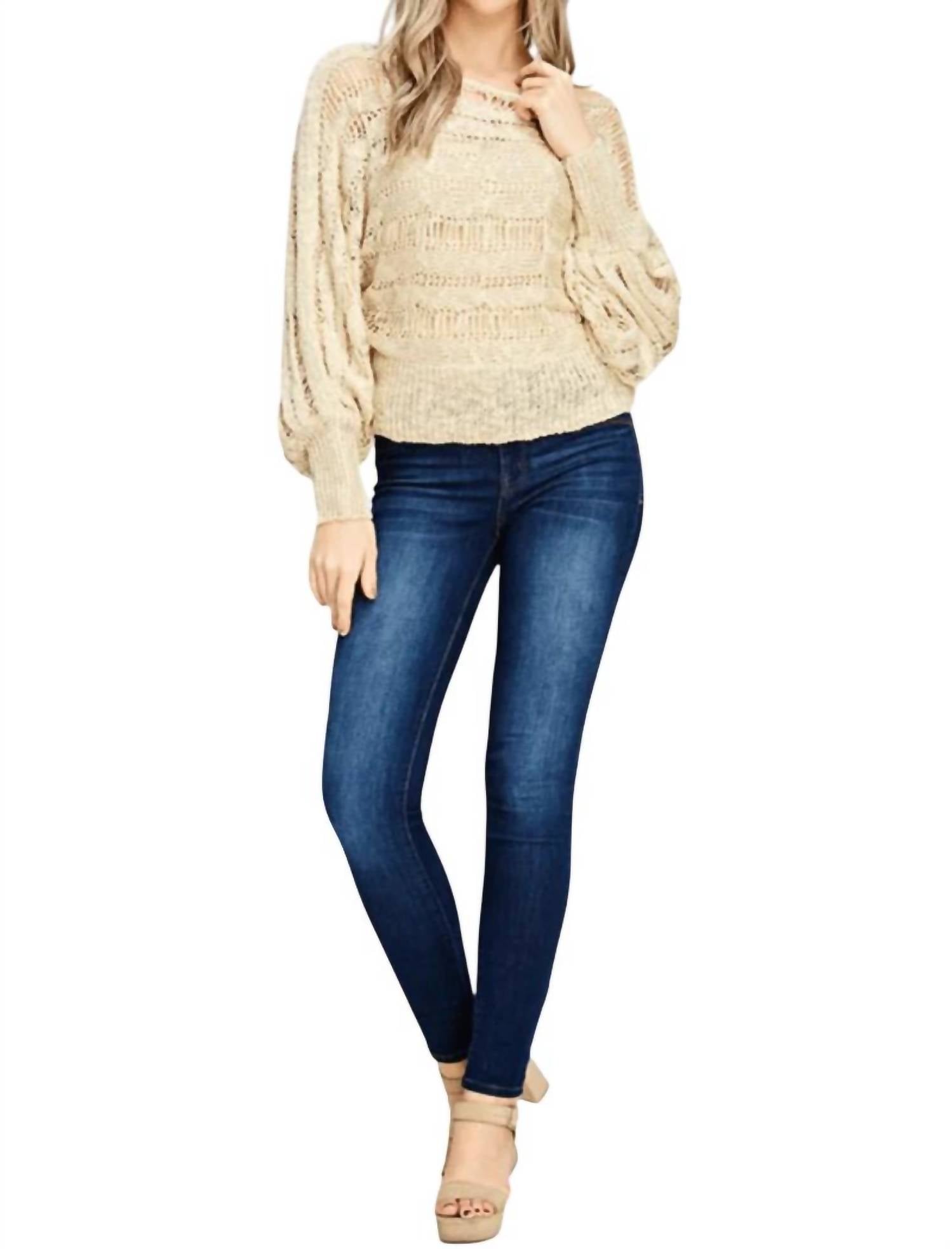 Текстурированный прозрачный топ Tara Open Knit бежевого цвета SOLUTION 
Текстурированный прозрачный топ Tara Open Knit бежевого цвета SOLUTION