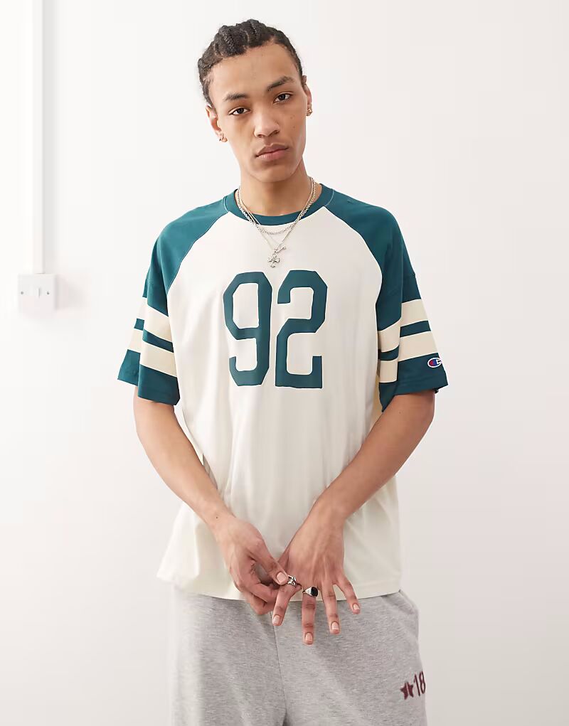 Футболка с коротким рукавом Champion College в кремово-белом и зеленом цветах
Футболка с коротким рукавом Champion College в кремово-белом и зеленом цветах