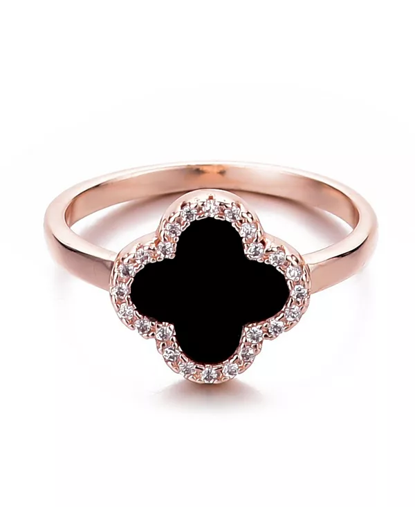 Кольцо из розового золота с кубическим цирконием и черным ореолом в форме клевера Adornia, black
Кольцо из розового золота с кубическим цирконием и черным ореолом в форме клевера Adornia, black