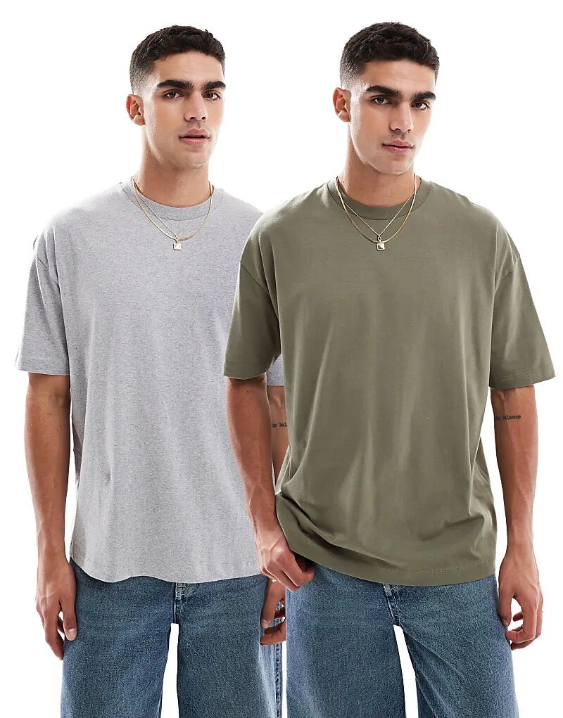 Набор из 2 футболок свободного кроя ASOS DESIGN в цвете «меланжевый серый» и «хаки зеленый»
Набор из 2 футболок свободного кроя ASOS DESIGN в цвете «меланжевый серый» и «хаки зеленый»