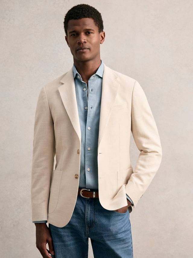 Однобортный приталенный блейзер из хлопковой смеси Reiss, Stone
Однобортный приталенный блейзер из хлопковой смеси Reiss, Stone
