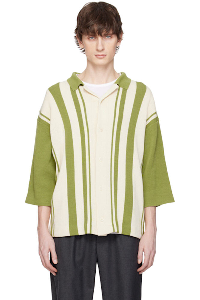 Рубашка в полоску с интарсией зеленого и бежевого цвета DOCUMENT
Рубашка в полоску с интарсией зеленого и бежевого цвета DOCUMENT