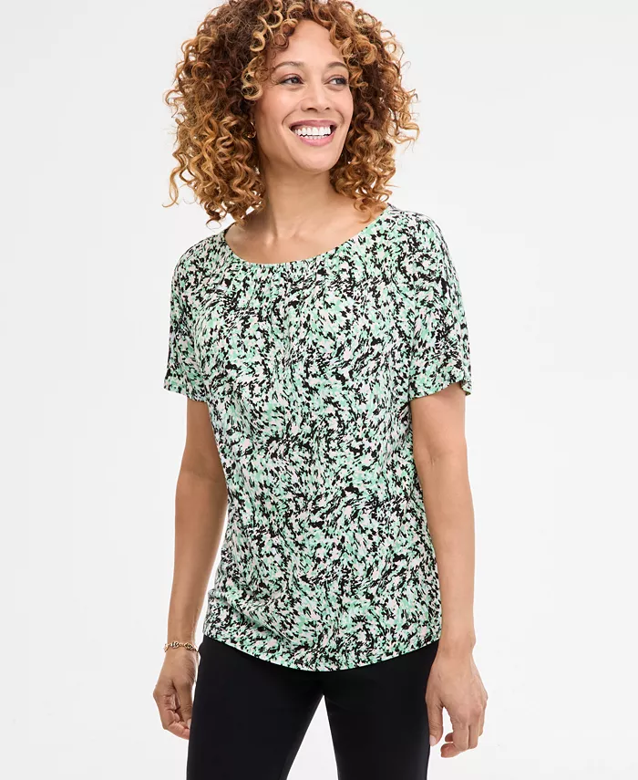 Женская блузка с принтом и складками на воротнике, с короткими рукавами JM Collection, зеленый
Женская блузка с принтом и складками на воротнике, с короткими рукавами JM Collection, зеленый