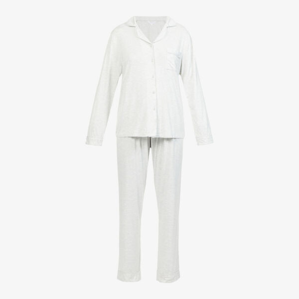 Пижамный комплект из эластичного джерси со сплошным узором и окантовкой The Nap Co, серый 
Пижамный комплект из эластичного джерси со сплошным узором и окантовкой The Nap Co, серый