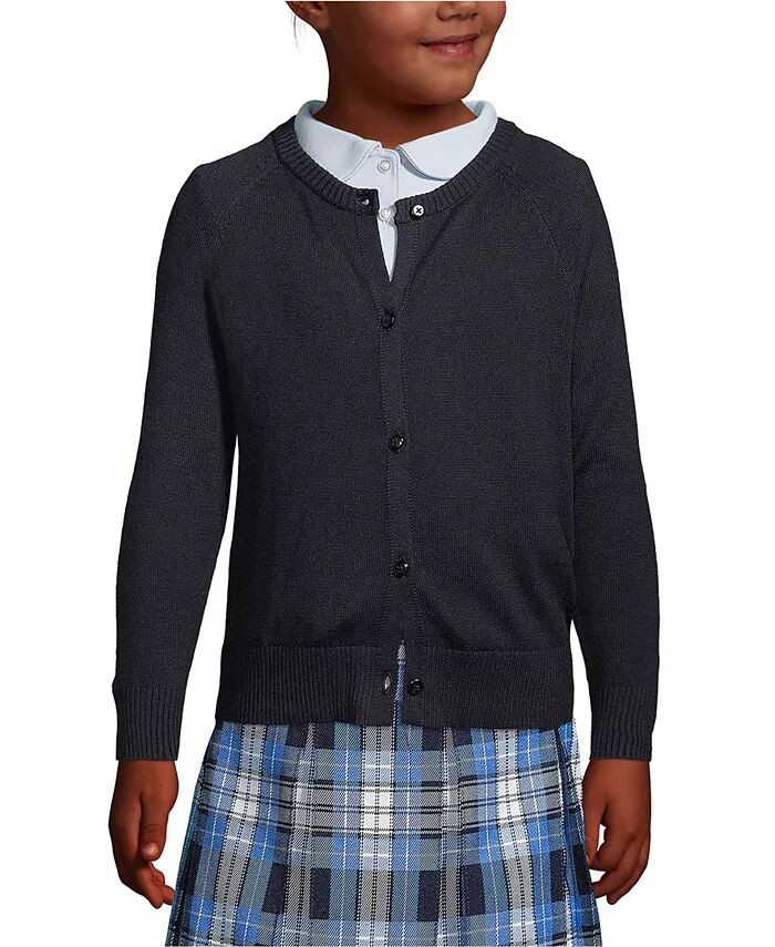 Школьная форма для девочек, хлопковый модальный кардиган, свитер Lands' End, черный
Школьная форма для девочек, хлопковый модальный кардиган, свитер Lands' End, черный