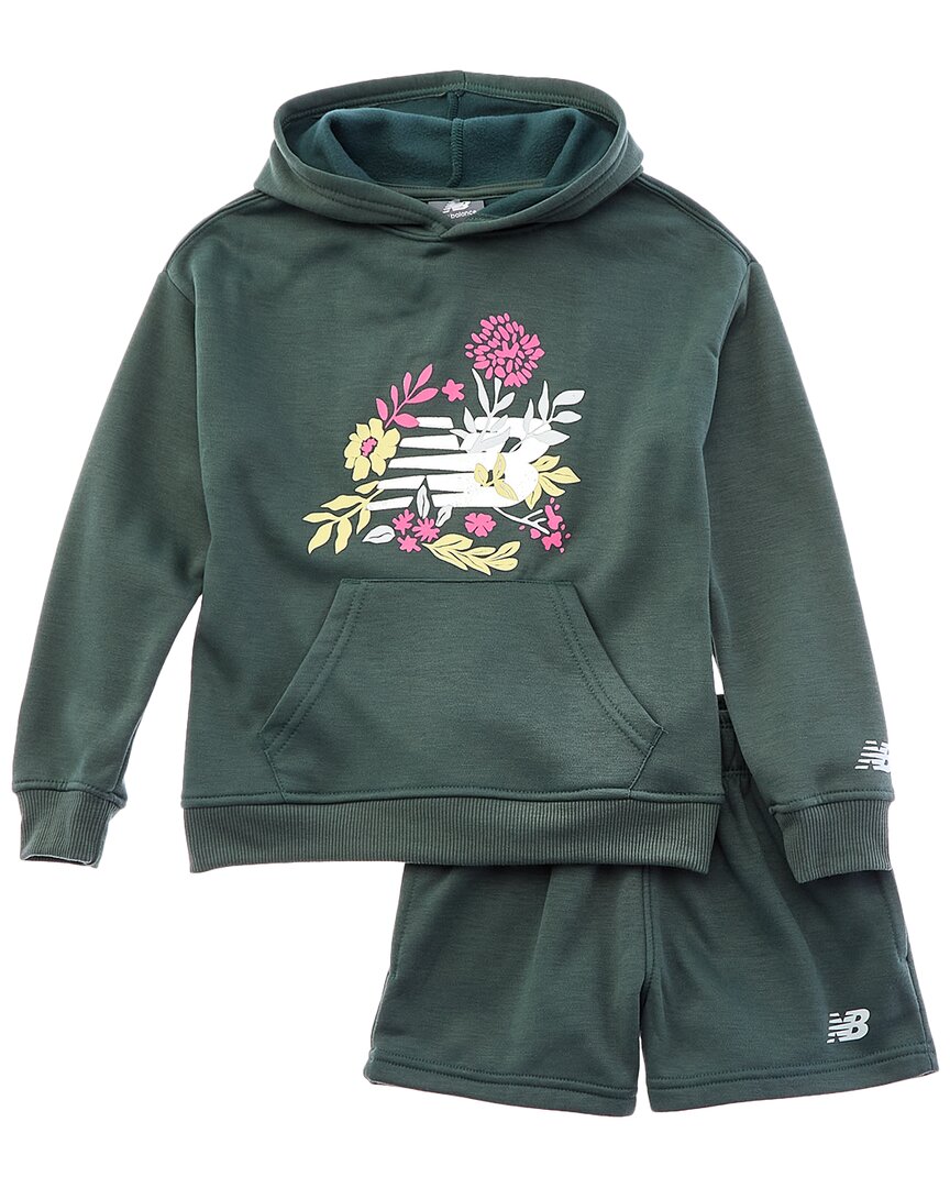 New Balance Двухкомплектный флисовый худи и шорты, зеленый
New Balance Двухкомплектный флисовый худи и шорты, зеленый