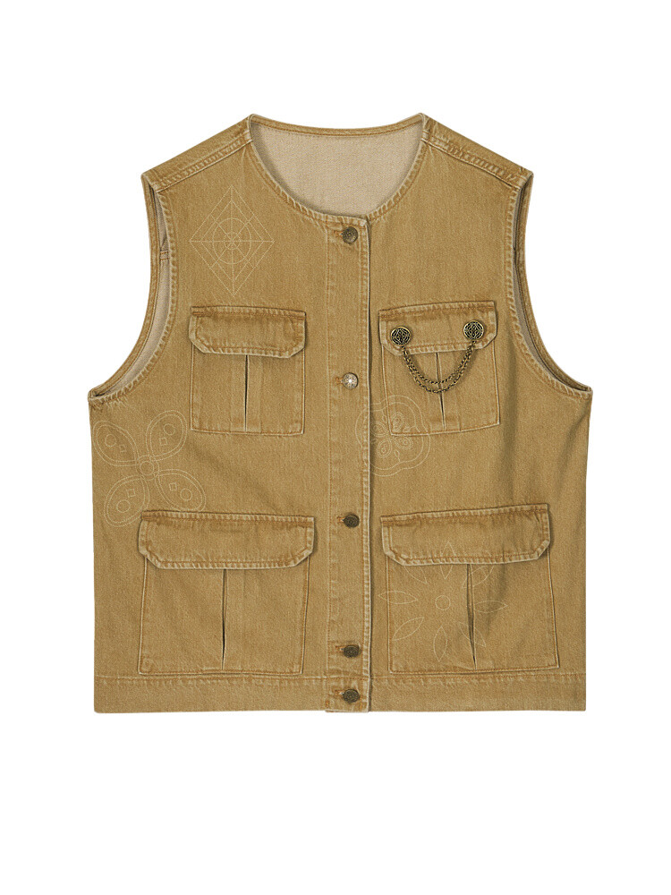 Жилетка джинсовая Mslan с вышивкой, коричневый
Жилетка джинсовая Mslan с вышивкой, коричневый