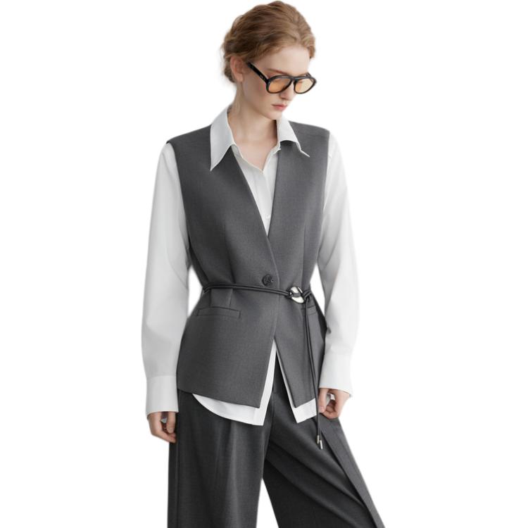 ELLE Женский жилет Medium Gray с V-образным вырезом для делового костюма
ELLE Женский жилет Medium Gray с V-образным вырезом для делового костюма