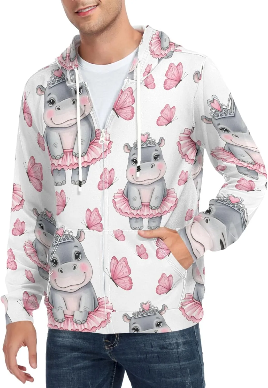 Мужская толстовка с полной молнией Cute Hippo Ballerina с длинным рукавом и карманом CUPADA
Мужская толстовка с полной молнией Cute Hippo Ballerina с длинным рукавом и карманом CUPADA