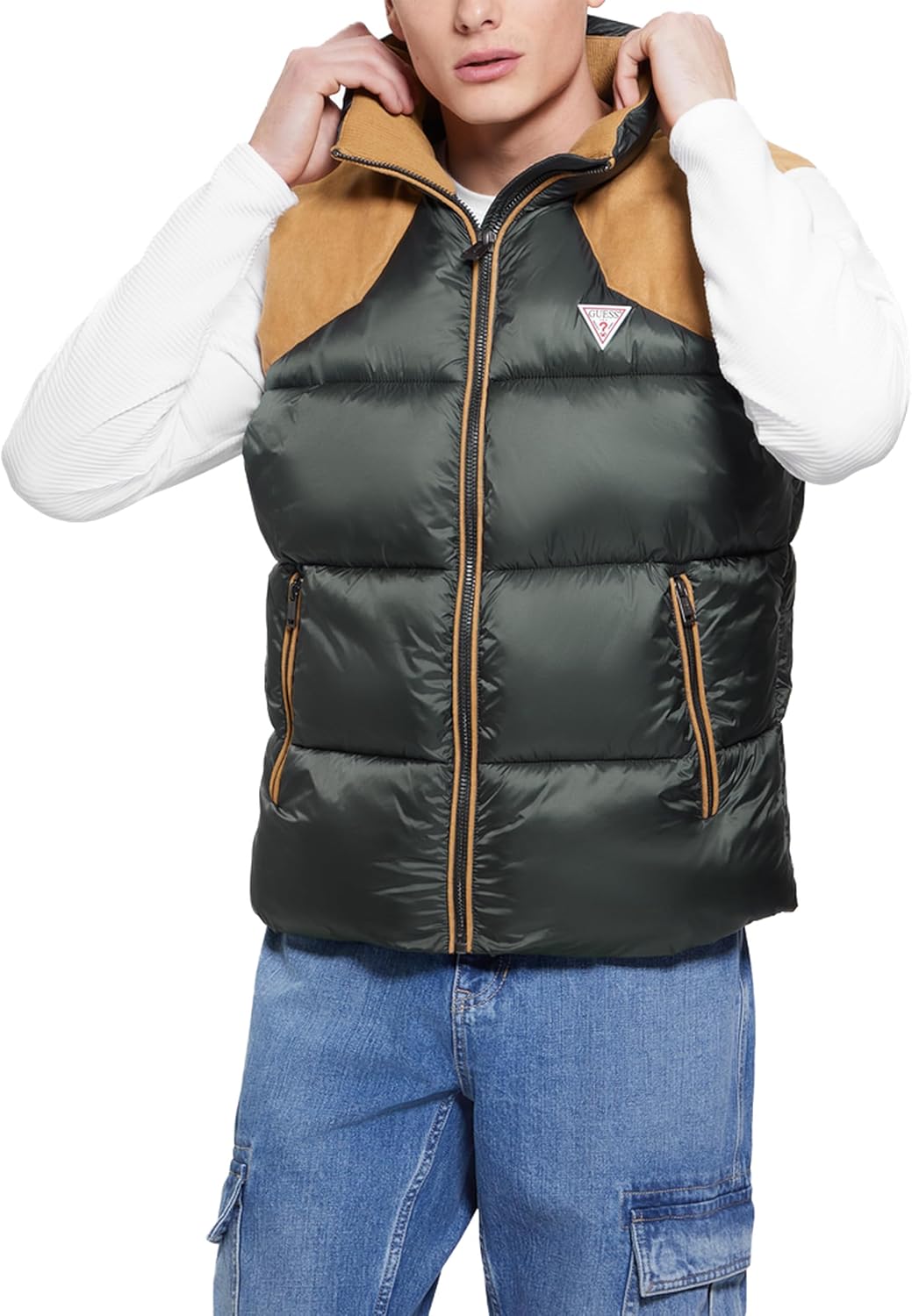 GUESS мужской стеганый жилет Yann Fabric Block, Olive Morning Multi
GUESS мужской стеганый жилет Yann Fabric Block, Olive Morning Multi