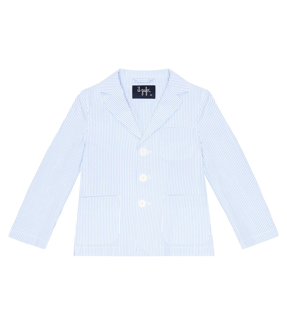 Полосатый блейзер из сирсакера Il Gufo, синий 
Полосатый блейзер из сирсакера Il Gufo, синий