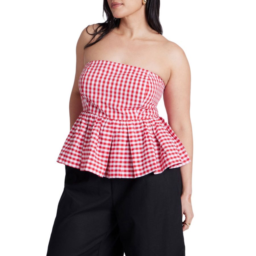 Женская блузка в клетку с баской больших размеров ELOQUII, Spring gingham red
Женская блузка в клетку с баской больших размеров ELOQUII, Spring gingham red