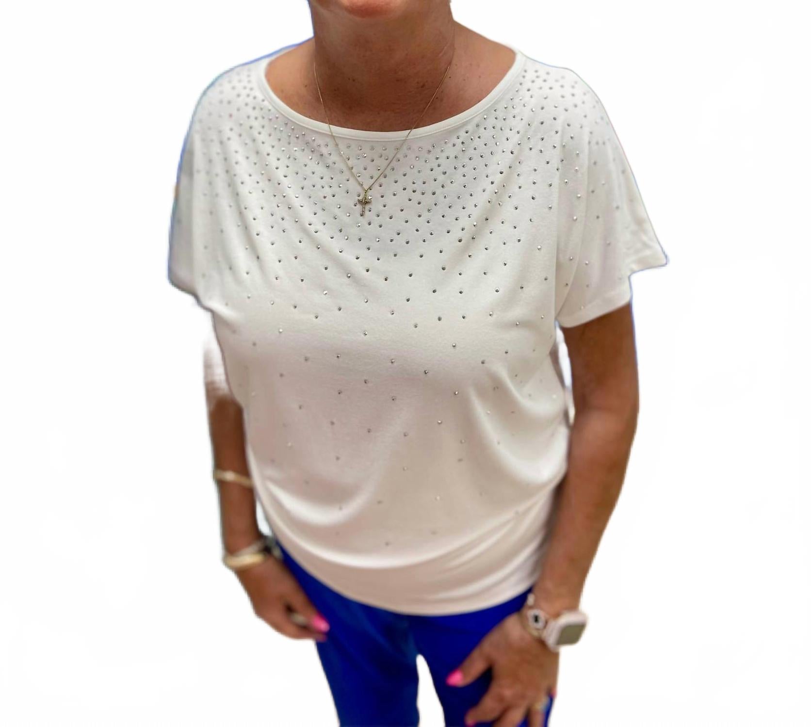 Блестящий топ с круглым вырезом в белом цвете MARBLE
Блестящий топ с круглым вырезом в белом цвете MARBLE